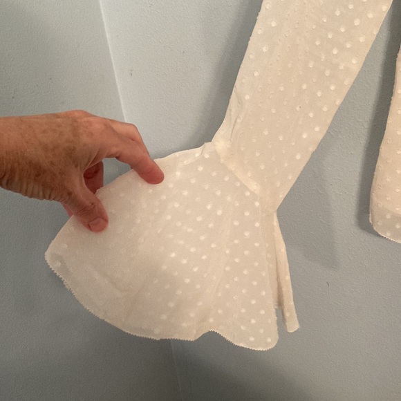 Chelsea 28 cream swiss dot sheer ruffle blouse size M - Picture 4 of 4